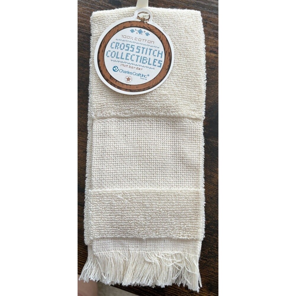 Charles Craft 14 Count Border Cross Stitch Fingertip Towel Parchment Color New!